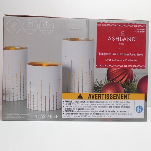 Ashland White Star LED Glass Wax Candle Set - Picture 2 of 6